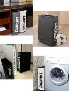 大/小号洗衣篮，可折叠洗衣篮，大号洗衣篮，带滑轮的衣物收纳篮，适用于洗衣房、卧室、客厅装饰，秋季装饰，情人节装饰 - 彩色 - 查看 3