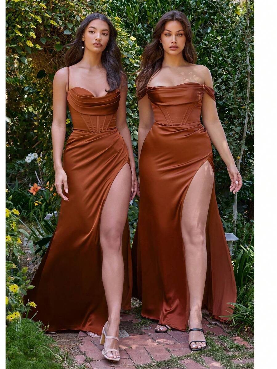 HIGH QUALITY SATIN DRESS WITH CORSET - Sienna - View 1