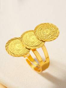 خاتم مطلي بالذهب عيار 18 قيراط بنمط غير متماثل للنساء