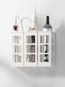 1pc Wall Mounted Hair Accessory Storage Rack, Used For Curlers, Combs, And Straighteners, Non Drilled Bathroom Storage, Hair Accessory Storage Box. Curling Wand Storage Box, Home Wall Straight Hair Straightener Storage Rack Without Punching Holes. Hairdressing Tool Organizer Box. Bathroom Storage Rack, Home&Daily Necessities, Bathroom Storage&Storage. Convenient And Practical
