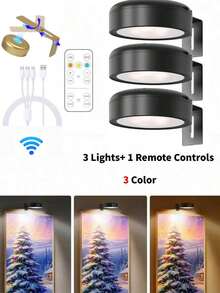 1/3/6 piezas Focos LED recargables por USB, luces de decoración para cuadros, lámparas de pared inalámbricas de metal con luces LED para cuadros, luces de hadas, lámparas de mesa, luces LED, luces nocturnas, lámparas de iluminación, luces de lectura, lámparas de pared regulables con toque, superficie pulida, adecuadas para decoración de pared, sala de estar, dormitorio, decoración navideña, también para galería, decoración de dormitorio, escalera, pasillo - Batería de polímero de litio de 1500mAh