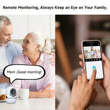 2pcs 1080P Home Security Cameras – 2.4GHz WiFi Indoor/Outdoor Surveillance Cameras, Baby Monitor, Dog Camera, 24/7 Recording, Two-Way Audio, Night Vision, 360° AI Motion Detection, Cloud/SD Storage, Suitable For Babies/Elders/Pets/Nannies/Cats/Dogs - White - View 4