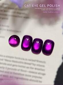 XEIJAYI 1PC 15ml Cat Eye Nail 2025 Holographic Nail Art Reflective Cat's Eye Magnetic Nail Gel Soaking UV LED Gel Salon Female Nail Art Tools Fashion Nail Gel Local Warehouse - Màu tím - Xem 3