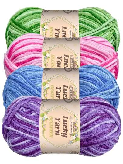 4 件套渐变色亚克力纱线套装，分段染色，适用于编织包袋、围巾、披肩、服装和其他工艺品、DIY 钱包制作