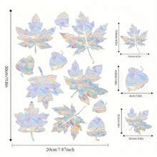 11pcs/Set Rainbow Maple Leaf Window Stickers - Rainbow Prism Stickers, Non-Adhesive Autumn Sun Catchers, For Bird Strike Prevention, Vibrant PVC Sheets With Glossy Surface, Easy To Install, Window Decals | Vivid Leaf Design | Prism Effect, Colorful Window Decor, Holiday Atmosphere, Colorful Rainbow Prism Static Cling Glass Stickers, Colorful Bird Collision Prevention Catch Light Window Stickers, Self-Adhesive Decorative Stickers, Atmosphere Arrangement Window Decor Stickers, Matte Surface, Easy To Apply And Remove, Double-Sided Visible, Suitable For Home Decor - Multicolor - View 4