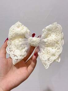1pc Women's Elegant Embroidered Lace Bow Hair Clip, Ponytail Half-Up Hair Accessory, Suitable For Dresses, Vacation, Daily Outfits, Bohemian Style, Claw Clips, Hair Slide, Hair Barrettes, Cute Accessories