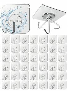 1/10/20/30 件亚克力粘性墙钩，不锈钢多功能悬挂式收纳架，适用于家庭、厨房、浴室、卧室、办公室 - 强力抓握，无痕，易于安装 - 彩色 - 查看 3