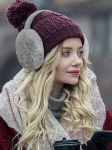 قطعتان/قطعة واحدة من أغطية الأذن الناعمة والفراء، أغطية أذن دافئة وجميلة للطقس البارد، أغطية أذن قابلة للطي كاكسسوار شتوي باللون الأبيض