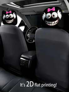 1 pieza/2 piezas Funda para reposacabezas de coche con estampado de ojos grandes y lazo rosa, adecuada para viajes de larga distancia, lavable y duradera, funda de asiento de moda para hombres y mujeres, apta para sedanes, camiones y SUV, fácil de instalar, regalo perfecto para Halloween/Navidad - Multicolor - Ver 7
