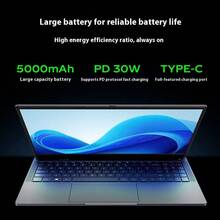 Lenovo 联想 Ideapad P15H N100 笔记本电脑，15.6 英寸轻薄笔记本电脑，8GB RAM，256GB SSD，办公笔记本电脑，银灰色