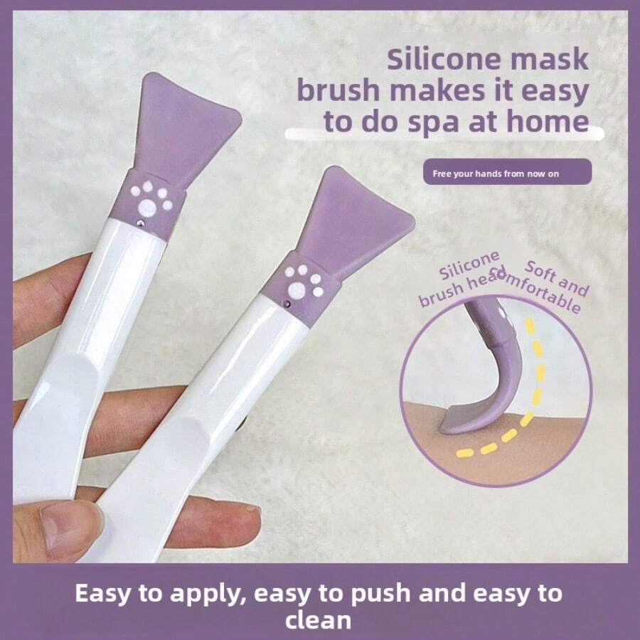 1支硅胶面膜刷，双头刮面膜刷，涂抹泥面膜美容工具，旅行必备，情人节礼物，平价旅行化妆刷，女士礼物，化妆师礼物，专业全套化妆工具 - 紫色 - 查看 1