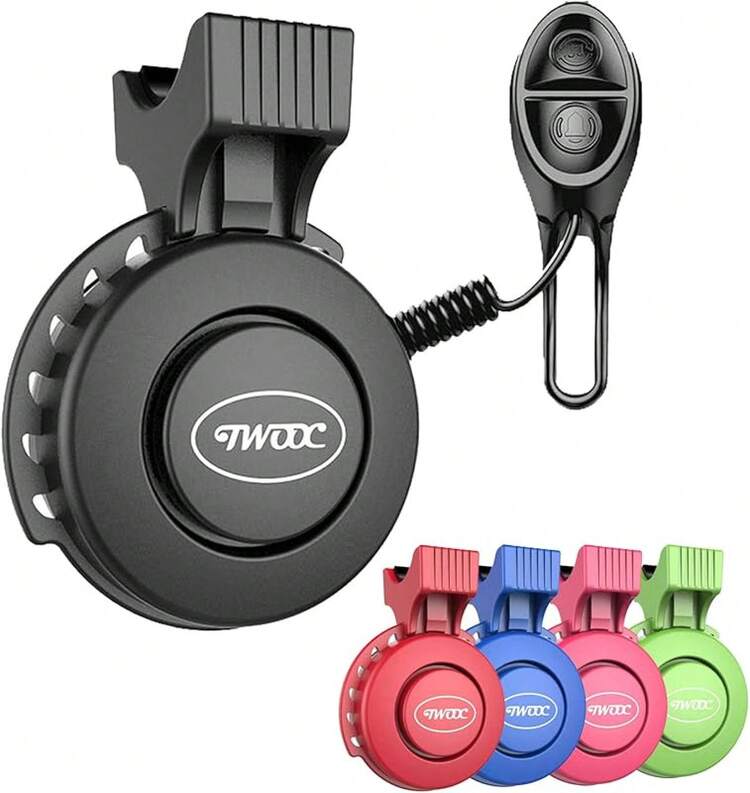 BOSTOM.F Campana De Bicicleta Timbre de Bicicleta Impermeable Bocina De Bicicleta De Volumen Ajustable con Carga USB Adecuado para Manillares De 2.2-3.2 Bicicleta General - Negro - Añade 12