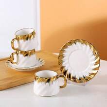 90ml/3.16oz Coffee Cup & Saucer Set, Suitable For Drinking Espresso Or Turkish Coffee