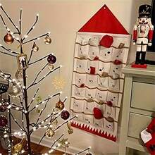 1 pieza Calendario de cuenta regresiva navideño con 24 bolsillos de almacenamiento, una bolsa colgante de almacenamiento para el dormitorio, la habitación del bebé, bolsas de almacenamiento decorativas para el dormitorio, la habitación del bebé, suministros de organización del hogar, accesorios para el dormitorio y decoraciones navideñas para el dormitorio, la habitación del bebé. - Multicolor - Ver 2