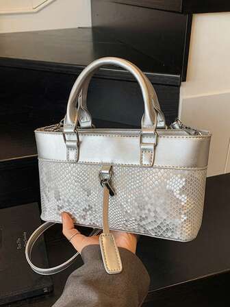 Niche Design 2025 New Snake Skin PU Leather Patchwork Retro Versatile Handbag, Multifunctional Stylish Crossbody Bag Suitable For Women Everyday Use & Dates, GiftLarge Capacity Commuting, Leisure, Versatile, Simple And Fashionable PU Texture Single Shoulder Tote Bag For Women, 2025 New Korean Version Fashionable Single Shoulder Armpit Bag For Leisure And Versatile Commuting