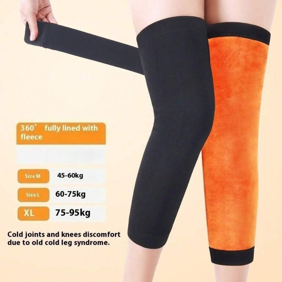1 件加厚加长保暖护膝带绑带，适合膝盖疼痛的男士和女士，老年人膝关节保护，金羊毛护膝 - 彩色 - 查看 1