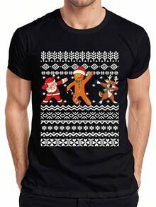 Christmas Tree String Lights - Christmas Gift T-Shirt For Men - Black-12 - View 1