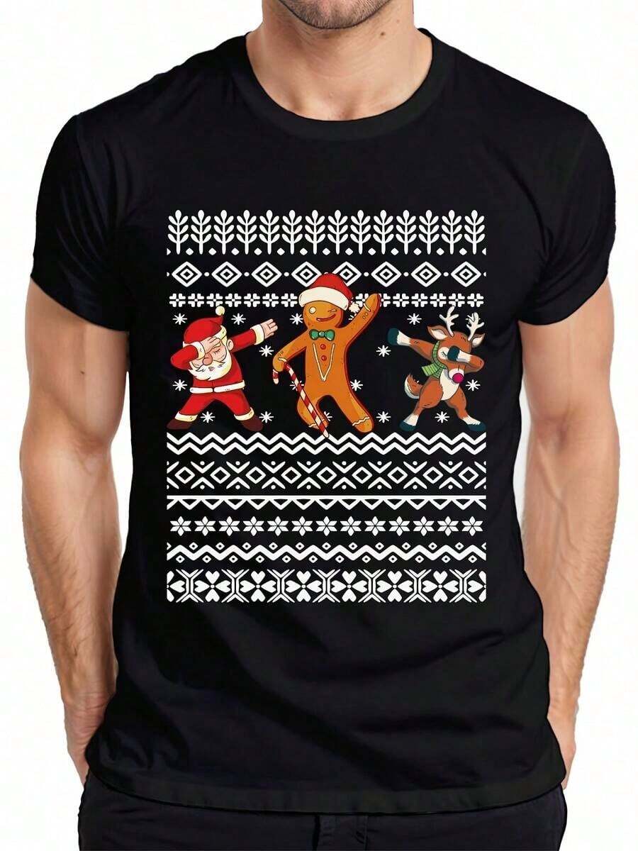 Christmas Tree String Lights - Christmas Gift T-Shirt For Men - Black-12 - View 1