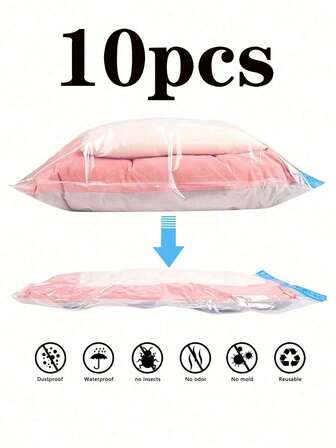 20pcs/1pc Vacuum Compression Bags, Foldable Storage Bags, Large Capacity Travel Organizer Bags, Reusable PE Vacuum Bags, Portable Clothes Organizer Bags, Garment Storage Bags, Dust-Proof & Moisture-Proof Bags, Suitable For Clothing Storage, Wardrobe Organization, Moving, Travel