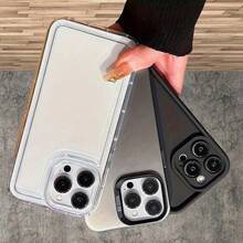 3pcs IMD High Bamboo Fiber Air Cushion Mixed Phone Case, Compatible With Apple 17 16 15 14 13 12 11 Plus Pro Max Series, Holiday Gift, Birthday Gift For Girlfriend, Boyfriend, Friends Or Self-Use - IMD + Pupil Eye + Frame Air Cushion Version - Black/Transparent