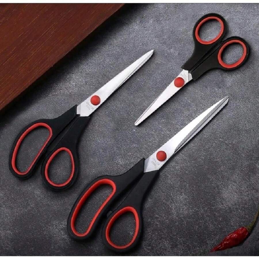 Kit 3  Tesouras Em Aço Inox Corte Costura Artesanato Domestico e profissional - Damasco - Visão 1
