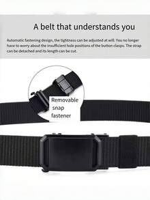 Cinto Automático de Náilon Masculino com Fivela de Liga de Ferro Quadrada, Cinto de Náilon Versátil com Fivela Automática para Estudantes Masculinos, Cinto de Vela de Náilon Respirável, Cinto de Náilon para Atividades ao Ar Livre para Jovens, Cinto de Fivela Trançada Respirável e da Moda para Esportes, Estilo Esportivo, Casual Outdoor, Treinamento Militar Estudantil, Cinto Trançado Durável, Adequado para Lazer de Verão para Jovens