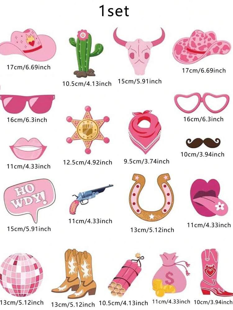 1 套西部风格牛仔摄影道具套装，牛仔女郎西部派对装饰和拍照道具，适合狂野西部主题派对 - 彩色 - 查看 7