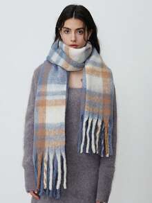 1 szt. damski, kolorowy, pasiasty, elegancki, uniwersalny szalik/ocieplacz na szyję z poliestru, wygodny i przyjazny dla skóry, do noszenia w pomieszczeniach i na zewnątrz, jesień/zima