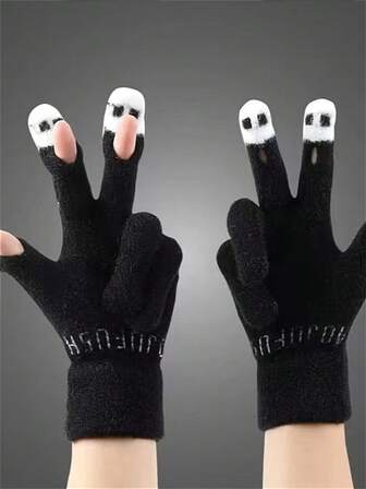 Nuevos guantes de punto con pantalla táctil para mujeres, guantes de punto lindos para escribir, usar el teléfono, cálidos para otoño/invierno, con diseños de dibujos animados, para estudiantes, versátiles
