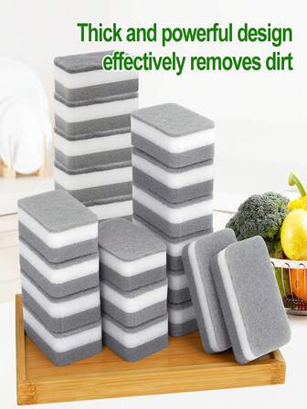 2/4/10/24pcs Dishwashing Sponges Cleaning Cloths Double-Sided Cleaning Brushes Magic Wipe For Kitchen Pot Brush Sponge, Effectively Removes Stains, Suitable For Home Kitchen Cleaning
