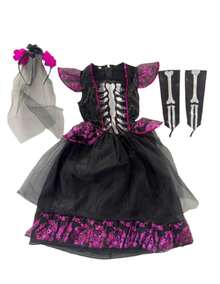 Disfraz De Catrina Niña - Vestido Calavera para Día De Muertos y Halloween - Negro - Ver 4