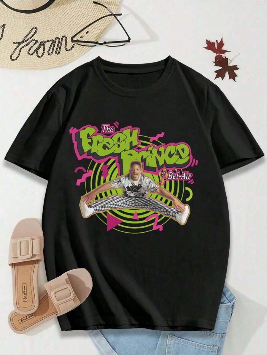 Fresh Prince Of Bel-Air Valentine's Day T-Shirt For Women 90s Retro Vintage TV Series Teegraphic Tees Men Shirts Streetwear White Shirt Black Shirt - 黑色 - 查看 1