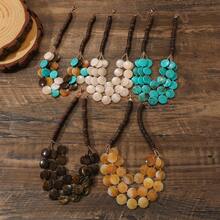1pc Resin & Coconut Shell Handmade Beaded Multi-Layer Necklace, Short Necklace Suitable For Beach, Travel, And Daily Wear