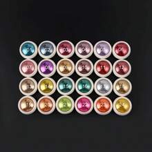 [Magic Chrome Powder] 24pcs/Set Chrome Nail Powder Magic Mirror Sanding Powder Chrome Pigment Metallic Pigment Hologram Flash Aurora Powder Spring Shiny Color Gel Polish DIY Nail Art Decoration