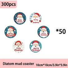 4 buc/6 buc/300 buc Crăciun Fericit Moș Crăciun cu fulgi de zăpadă cu model de noroi cu diatomee, suporturi pentru cafea, decorațiuni multi-ocazie pentru casă și restaurant, cadouri zilnice, decorațiuni de masă, decorațiuni zilnice, decorațiuni pentru petreceri tematice - Multicolor - Vizualizare 11