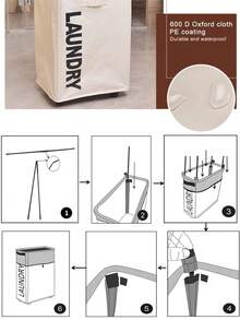 大/小号洗衣篮，可折叠洗衣篮，大号洗衣篮，带滑轮的衣物收纳篮，适用于洗衣房、卧室、客厅装饰，秋季装饰，情人节装饰 - 彩色 - 查看 6