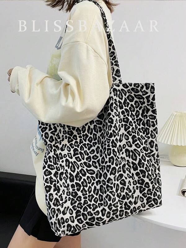 Lightweight,Business Casual Leopard Pattern Shoulder Tote Bag For Teen Girls Women College Students,Rookies & White-Collar Workers Perfect For Office,College,Work,Business,Commute,Outdoors,Travel,Outings,School Bag,Large Capacity,Portable,For Teen Girls Women College Students,Perfect For Office,College,Middle School,High School,Work,Business,Commute, Leopard Print Bag, Animal Print Women Bag, Tote Bags For Women, College Essentials, Fall Winter Fashionable Cheetah Print Purse For Women