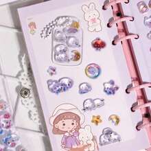 3D Cute Stickers, Reusable Cartoon Scene Stickers, Fun DIY Scrapbooking Planner Journal Notebook Laptop Phone Case Stickers, Adult Hollow Embossed Style