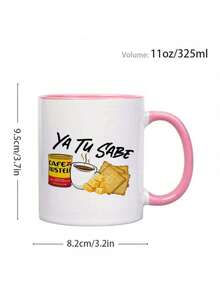 Inspirational Spanish Mexico Printing Coffee Mug With Tea And Biscuit Pattern, 11oz Ceramic Family Mug Water Cup Ideal Birthday/ Anniversary Presents For Women, Men, Friend, Coworker, Family - Hồng - Xem 2