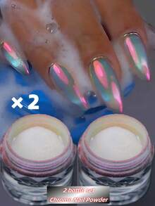 2 Pcs/Set Chrome Nail Powder - Holographic Donut Effect Pigment, For Professional Nail Art And Resin Crafts, Durable And Easy To Use, Ideal For DIY Nails, Jewelry, And Creative Crafts - Multicolor - View 9