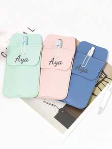 Custom Text PU Pen Bag, Durable Anti-Leakage Nurse Pocket Pen Holder, Large Capacity Portable Ballpoint Pen Storage Bag, PU Leather Medical Nurse Bag - Double Layer Durable Pen Case, Multi-Color Options, Large Capacity Portable Storage Pouch, Medical Professional Equipment, Sturdy Design,Christmas Gift Supplies - Multicolor - View 3