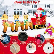 2.43M Muñde Nieve Inflable para Navidad, decoración para Exteriores con bastón de Caramelo, Luces LED de Colores giratorias incorporadas, muñde Nieve Inflable para decoración de Patio - 366CM-trineo de renos - Ver 12