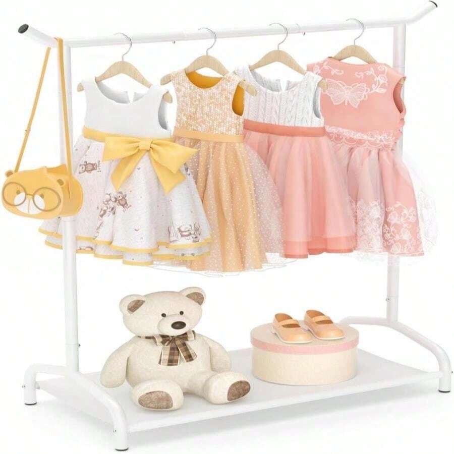 EAGMAK Kids Clothing Rack, Baby Clothes Rack With Bottom Storage Shelf ...