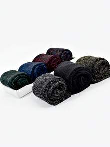 3 Pairs/6 Pairs Random Women Socks, Autumn/Winter Shiny Silver Thread Fashion Luxurious Crew Socks - Multicolor - View 2