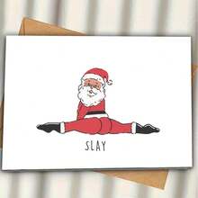 有趣的圣诞老人杀戮圣诞贺卡 - 圣诞老人分裂姿势与“杀戮”文字 - 红色和黑色节日贺卡，适用于办公室、派对或礼物 - 圣诞派对装饰 - 圣诞老人杀戮圣诞老人设计、圣诞贺卡、节日文具、俏皮设计、优质纸质材料、办公文具、古怪文具、耐用文具、办公室工作人员、新奇圣诞贺卡、贺卡、带信封的卡片