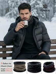 TUGGUO Men's Winter Fleece-Lined Snood Scarf - 3 Colors Warm Knitted Neck Warmer, Thickened Cold Weather Neck Gaiter For Outdoor Skiing Hiking, Stylish & Cozy Neckwear By TUGGUO