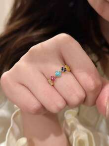 1 Stück Dopamin Monet Garten Regenbogen Ring, delikates Luxus Nischendesign, süß & vielseitig