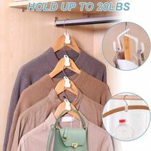1/10/30/50 Ganchos conectores de percha, Ganchos de percha mágicos, Ganchos conectores en cascada de gran resistencia, Extensores de percha ahorradores de espacio para organizar la ropa en los armarios, Conector de percha ahorrador de espacio - Gancho plegable de plástico resistente con soporte de gravedad fuerte, Adecuado para todo tipo de organizador de armario montado en la pared