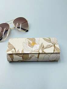 1pc Chinese Style Premium Storage Eyeglasses Case With Magnetic Closure & Embroidery Leather Craft, High-Quality Student Eyewear Box Lily Glasses Case Advanced Fashion Durable Storage Glasses Sunglasses Sunglasses Portable Pressure Resistant Unisex Glasses Case Glasses Case Sunglasses Case Thanksgiving And Valentine's Day Gift Goodies - Multicolor - View 3