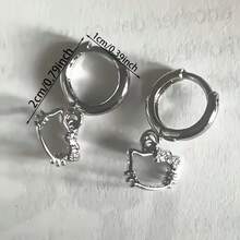 Sanrio 1pc Sanrio Hello Kitty Hoop Earrings For Women - Stainless Steel Cute Character Design, Lightweight Everyday & Party Jewelry, Valentine's Day Gift, Year-Round Wear, Casual Accessories, Stylish Hoops, Durable Jewelry, Kawaii Accessories, Fashion Enthusiasts, Playful Accessories, Highquality Hoops, Hoops, Women's Fashion